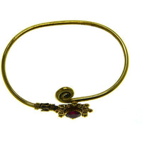 Load image into Gallery viewer, Messing Armreif antik gold Rubin pink Kugeln Blume - chic - net.de
