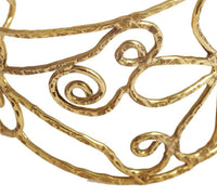 Load image into Gallery viewer, Messing Armreif antik golden filigran gehämmert Herz Blume groß 50mm breit - chic - net.de
