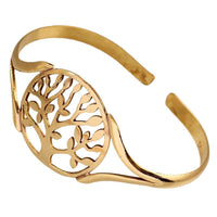 Load image into Gallery viewer, Messing Armreif antik golden oval Baum des Lebens rund verstellbarTribal Schmuck - chic - net.de
