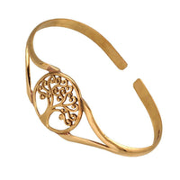 Load image into Gallery viewer, Messing Armreif antik golden oval Baum des Lebens rund verstellbarTribal Schmuck - chic - net.de
