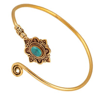 Load image into Gallery viewer, Messing Armreif antik golden Türkis Maserung Schnörkel Herzen verstellbar antik Tribal Schmuck - chic - net.de
