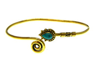 Load image into Gallery viewer, Messing Armreif gold türkis Stein Tropfen Spirale offen - chic - net.de
