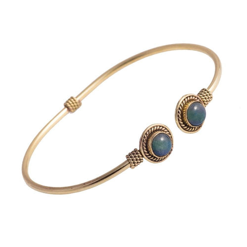 Messing Brass Armreif golden oval Seilmuster Labradorit nickelfrei verstellbar antik Tribal - chic - net.de