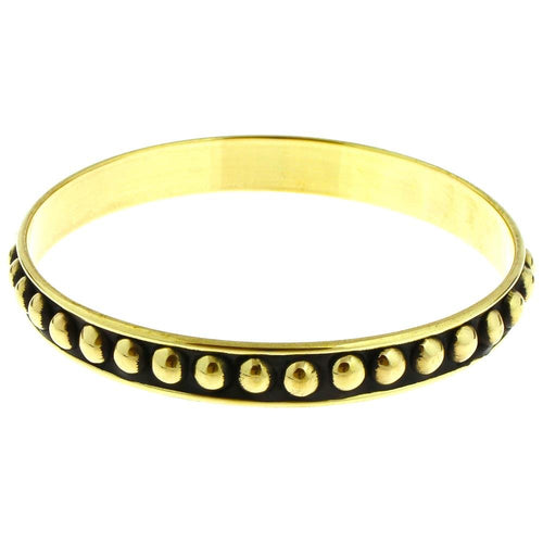 Messing Brass Armreif golden schwarz breit Halbkugeln nickelfrei 68 mm antik Tribal Schmuck - chic - net.de