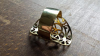 Load image into Gallery viewer, Messing Brass Tribal Ringe Blume des Lebens Spiralen rund antik golden nickelfrei 30 mm - chic - net.de
