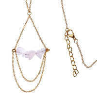 Load image into Gallery viewer, Messing Kette golden fein Anhänger Kettchen Rosenquarz Steine aufgefädelt 61 - 66 cm - chic - net.de
