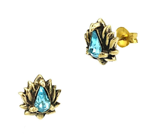 Messing Kristall Ohrstecker gold Lotus Blume 10mm - chic - net.de