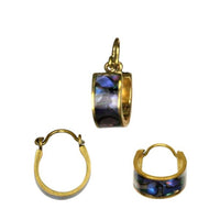 Cargar imagen en el visor de la galería, Messing Ohrringe gold Abalone Muschel Imitat Creolen - chic - net.de
