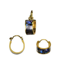 Cargar imagen en el visor de la galería, Messing Ohrringe gold Abalone Muschel Imitat Creolen - chic - net.de
