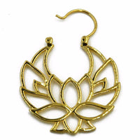 Cargar imagen en el visor de la galería, Messing Ohrringe gold Lotus Blume Bügel Pünktchen - chic - net.de
