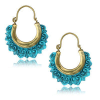 Cargar imagen en el visor de la galería, Messing Ohrringe Türkis Stein gold Bogen Herzbögen - chic - net.de
