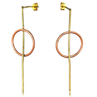 Load image into Gallery viewer, Messing Ohrstecker Stab Kreis antik golden rotgold Bronze Kreis minimalistisch - chic - net.de
