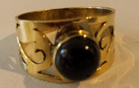 Load image into Gallery viewer, Messing Ringe Amethyst lila rund Spiralen breit antik golden nickelfrei Tribal - chic - net.de
