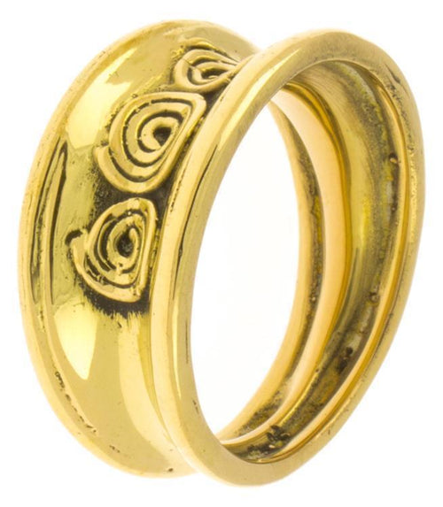 Messing Ringe Band konkav drei Spiralen breiter Brass antik golden Tribal Schmuck - chic - net.de
