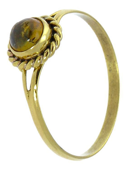 Messing Ringe Citrin Zopf Rand rund antik golden nickelfrei Tribal Stein Schmuck - chic - net.de