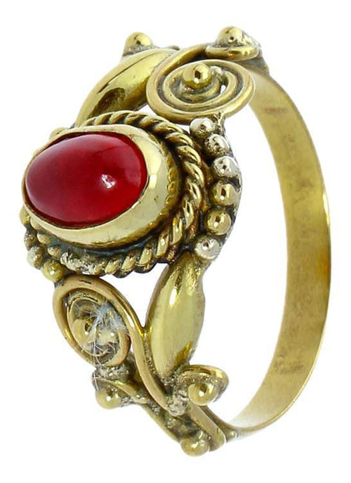 Messing Ringe Jaspis oval Zopf Spiralblumen Kugeln antik golden nickelfrei Tribal Schmuck - chic - net.de