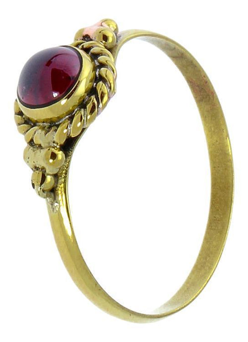 Messing Ringe Kugeldreiecke Granat Zopf rund antik golden nickelfrei Tribal Stein Schmuck - chic - net.de