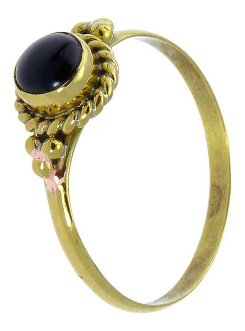 Messing Ringe Kugeldreiecke Onyx Zopf rund antik golden nickelfrei Tribal Stein Schmuck - chic - net.de
