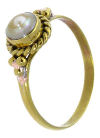 Load image into Gallery viewer, Messing Ringe Kugeldreiecke Perlen Zopf rund antik golden nickelfrei Tribal Stein Schmuck - chic - net.de
