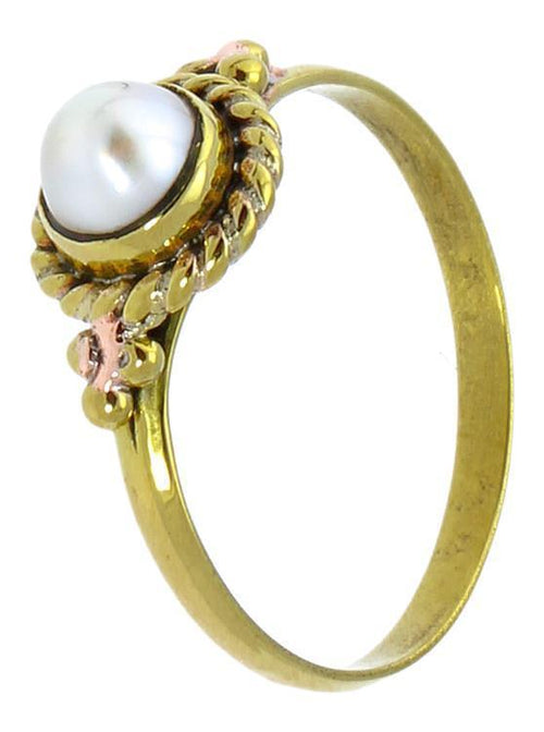 Messing Ringe Kugeldreiecke Perlen Zopf rund antik golden nickelfrei Tribal Stein Schmuck - chic - net.de