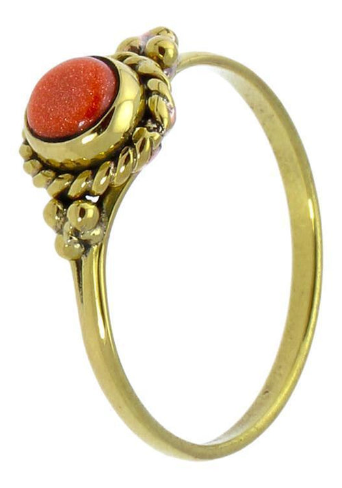 Messing Ringe Kugeldreiecke Sandstein Zopf rund antik golden nickelfrei Tribal Stein Schmuck - chic - net.de