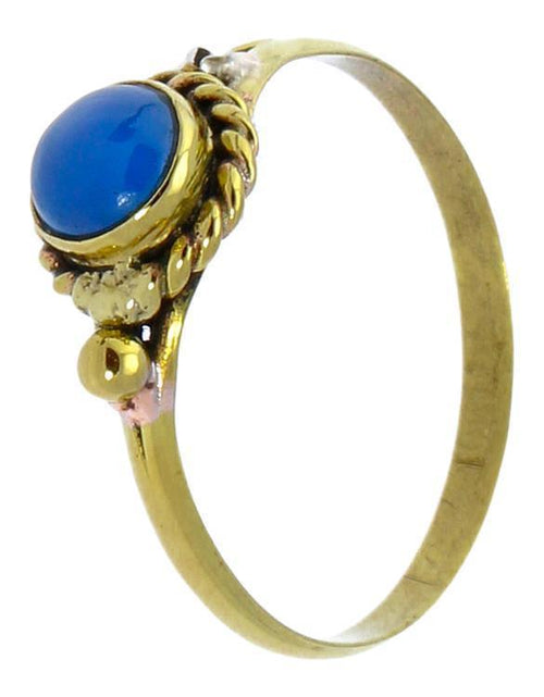 Messing Ringe Kugeln seitlich Chalzedon Zopf rund antik golden nickelfrei Tribal Stein Schmuck - chic - net.de