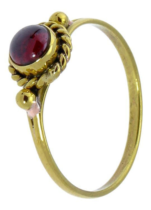 Messing Ringe Kugeln seitlich Granat Zopf rund antik golden nickelfrei Tribal Stein Schmuck - chic - net.de