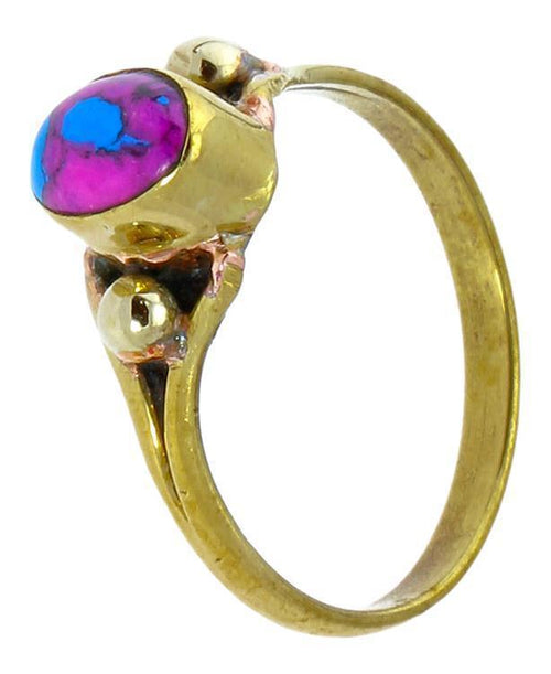 Messing Ringe Kugeln seitlich Howlith pink blau oval antik golden nickelfrei Tribal Stein Schmuck - chic - net.de