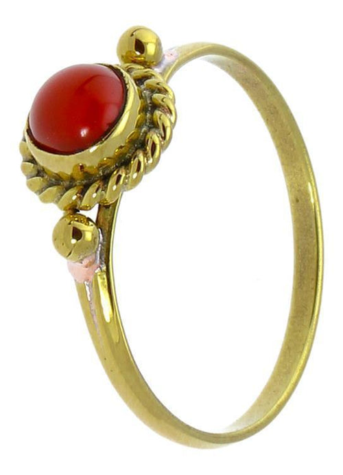 Messing Ringe Kugeln seitlich Karneol Zopf rund antik golden nickelfrei Tribal Stein Schmuck - chic - net.de