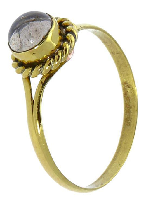 Messing Ringe Labradorit Zopf Rand rund antik golden nickelfrei Tribal Stein Schmuck - chic - net.de