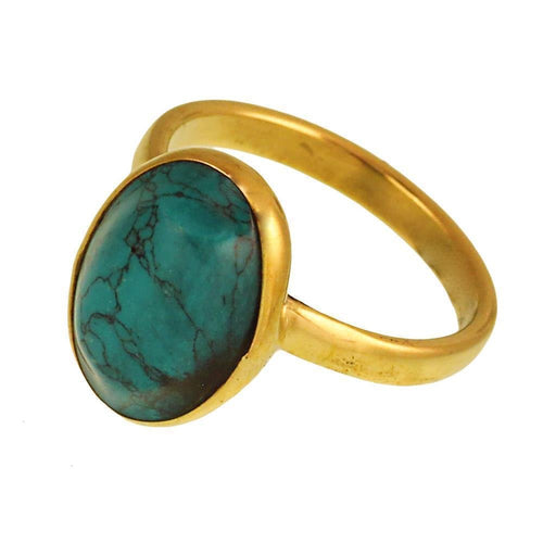 Messing Ringe oval Türkis antik golden 16 mm Tribal Schmuck - chic - net.de