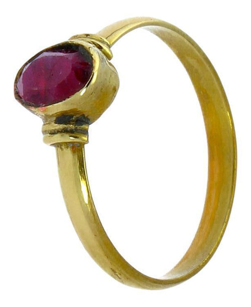 Messing Ringe Rubin facettiert oval Scheiben Rille antik golden dünn nickelfrei Tribal Stein Schmuck - chic - net.de