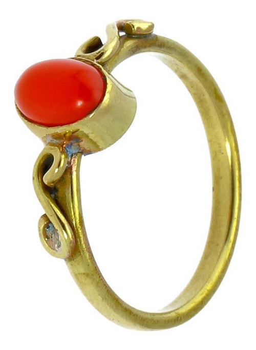 Messing Ringe S - Form Spiralen Karneol oval antik golden dünn nickelfrei Tribal Stein Schmuck - chic - net.de
