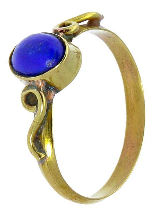 Messing Ringe S - Form Spiralen Lapis oval antik golden dünn nickelfrei Tribal Stein Schmuck - chic - net.de