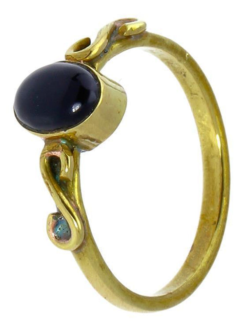 Messing Ringe S - Form Spiralen Onyx oval antik golden dünn nickelfrei Tribal Stein Schmuck - chic - net.de