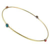 Cargar imagen en el visor de la galería, Messing Tribal Armreif golden Steine rot türkis Blumen Seil dünn nickelfrei antik Brass - chic - net.de
