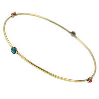 Cargar imagen en el visor de la galería, Messing Tribal Armreif golden Steine rot türkis Blumen Seil dünn nickelfrei antik Brass - chic - net.de
