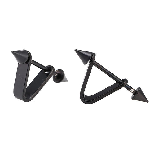 modischer Piercing aus Edelstahl schwarz Dreieck mit cone Spitzen - chic - net.de