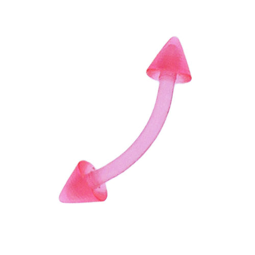 modischer Piercing curved Barbell mit Cones aus flexiblem Kunststoff in pink - chic - net.de