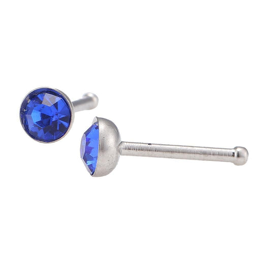 modischer Piercing mini straight Barbell blauer Zirkonia Stein Edelstahl - chic - net.de