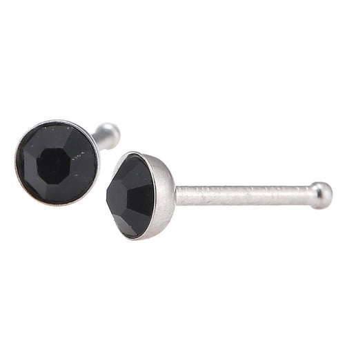 modischer Piercing mini straight Barbell schwarzer Zirkonia Stein Edelstahl - chic - net.de