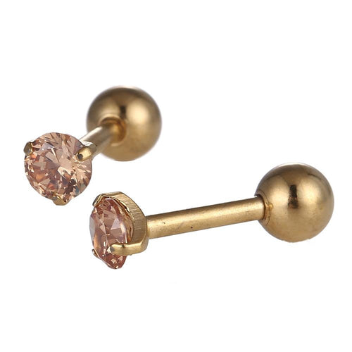 modischer Piercing straight Barbell mini goldfarben Sternförmiger Zirkonia orange Edelstahl - chic - net.de
