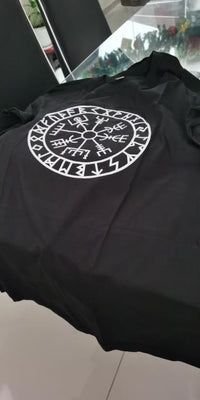 Cargar imagen en el visor de la galería, Viking T-Shirt Icelandic Vegvisir Kompass Rune Baumwolle
