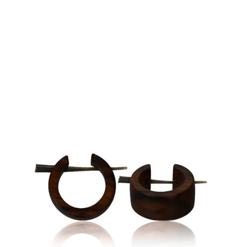 Narraholz Pin Creolen handgeschnitzt breiter Ring Horn Pin Ohrringe 15 mm - chic - net.de