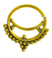 Load image into Gallery viewer, Nasenringe Sichel Punkte Messing Tribal antik golden nickelfrei Septum Piercing Nase exotisch Brass - chic - net.de
