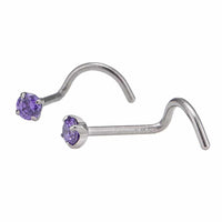Load image into Gallery viewer, Nostril gebogener Nasenstecker silbern, lilaner Glitzerstein - chic - net.de
