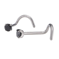 Load image into Gallery viewer, Nostril gebogener Nasenstecker silbern, schwarzer Glitzerstein - chic - net.de

