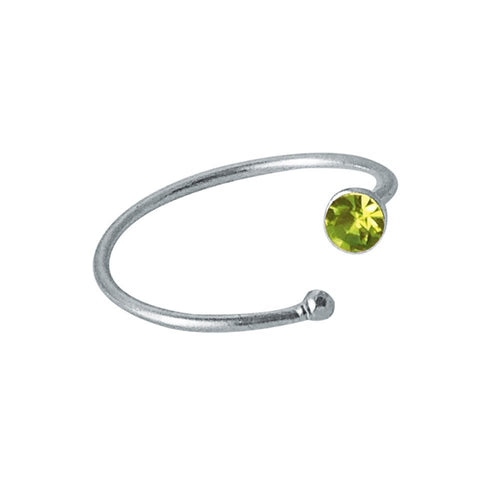 Nostril Kristall Piercing Nasenring 925 Sterling Silber grün versetzt Kugelende Glitzer - chic - net.de