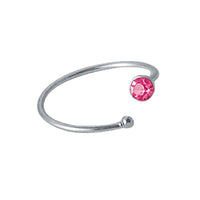 Cargar imagen en el visor de la galería, Nostril Kristall Piercing Nasenring 925 Sterling Silber rosa versetzt Kugelende Glitzer - chic - net.de

