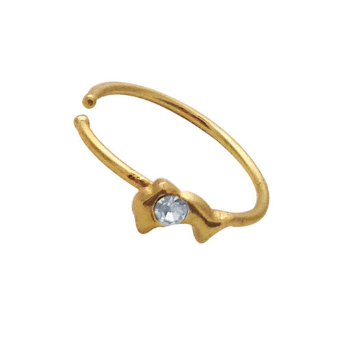 Nostril Piercing Nasenring 925 Silber vergoldet Kristall Delfin weiß Glitzer Kugelenden - chic - net.de